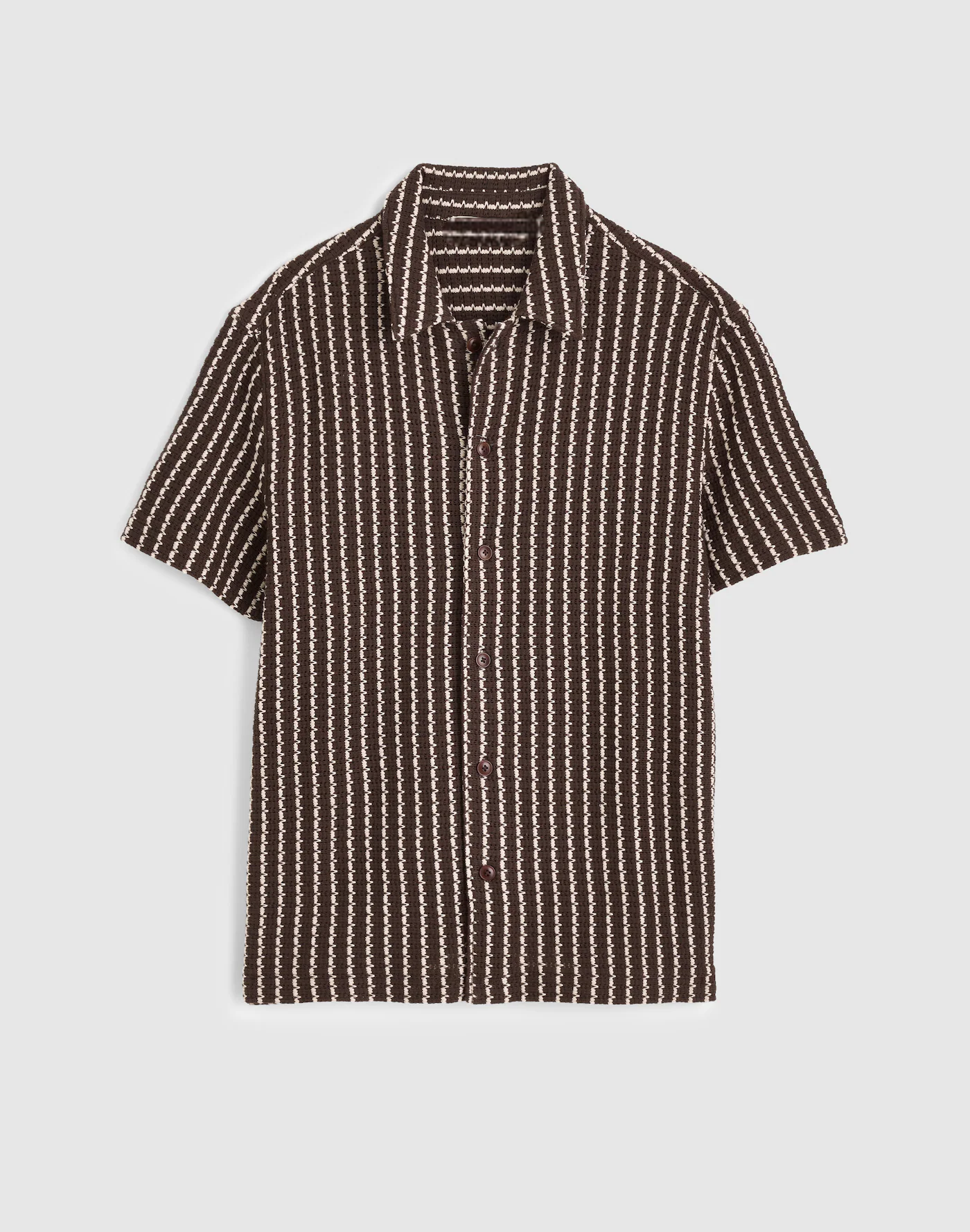 Brown Textured Stripe Short Sleeve Shirt Thewoofox Caldrin Vessaro - Image 3