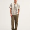 Cream Stripe Camp Collar Short Sleeve Shirt Thewoofox Bravelle Orsino