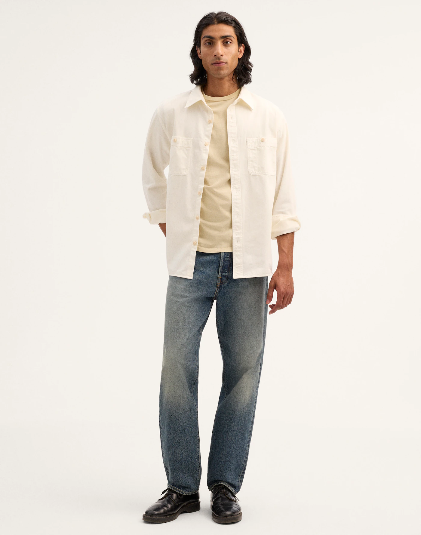 Ivory Dual Pocket Long Sleeve Shirt Thewoofox Carvello Mireune