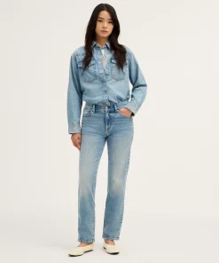 Light Blue High Rise Straight Leg Jeans Thewoofox Ardelis Viremont