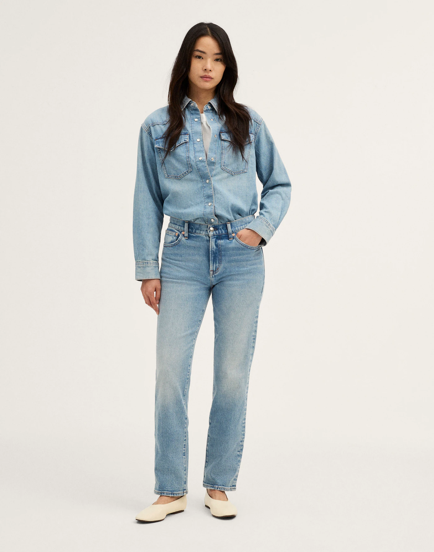 Light Blue High Rise Straight Leg Jeans Thewoofox Ardelis Viremont