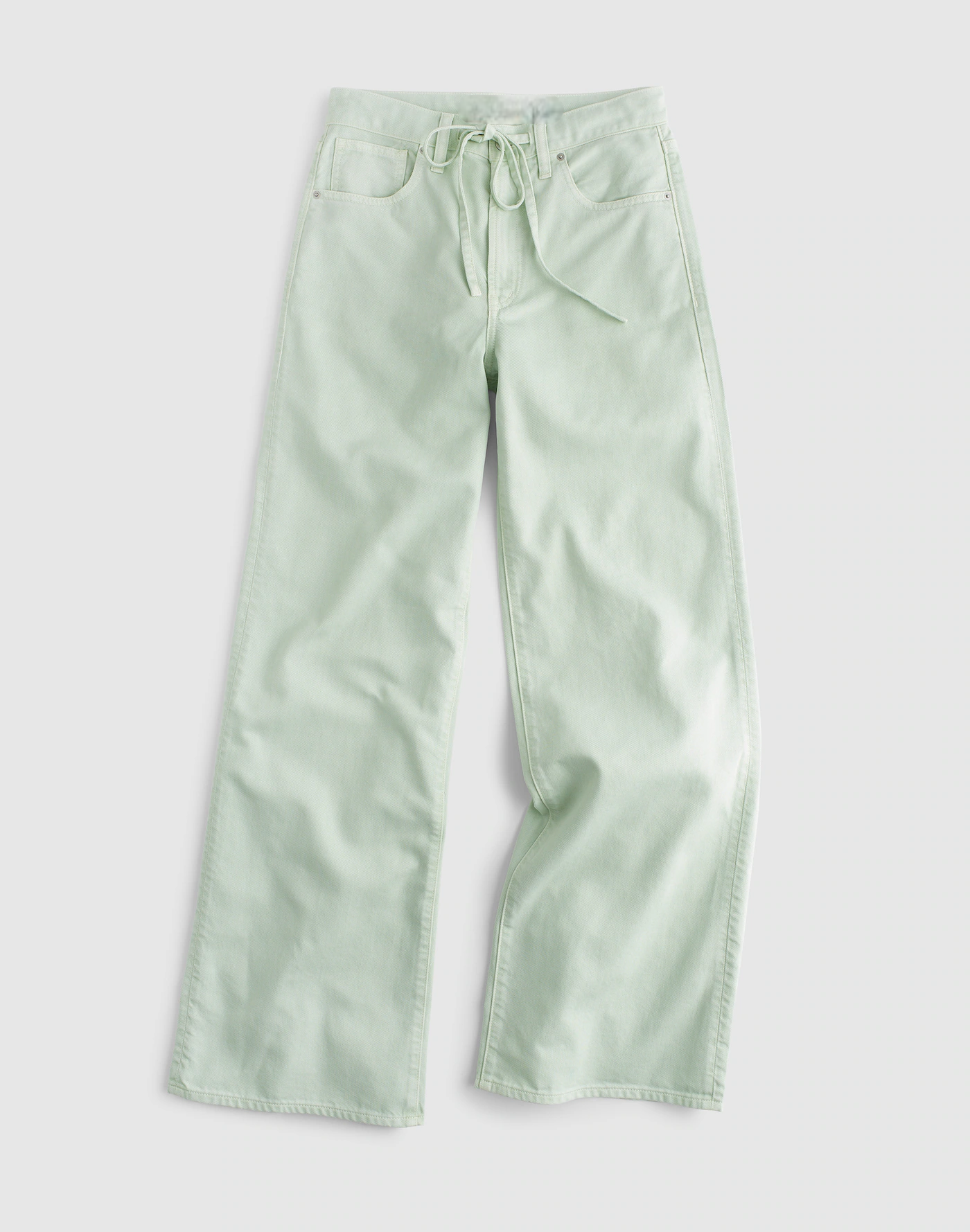 Mint Drawstring High Rise Wide Leg Jeans Thewoofox Alveris Sorelle - Image 2
