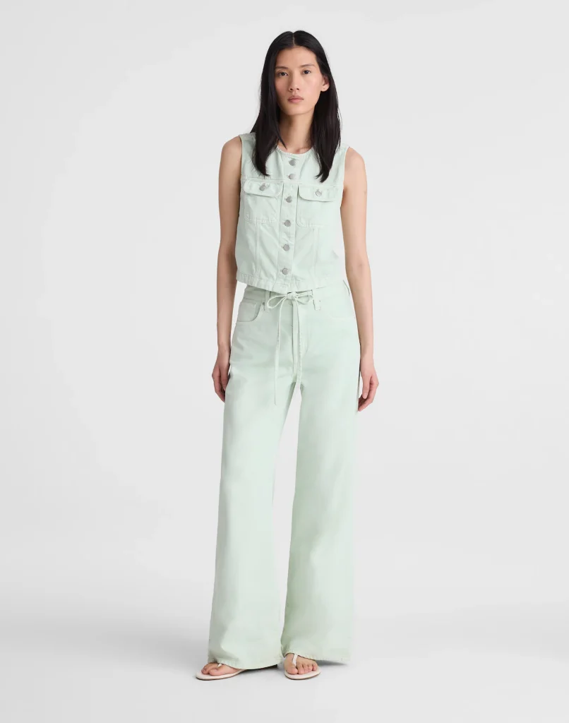 Mint Drawstring High Rise Wide Leg Jeans Thewoofox Alveris Sorelle