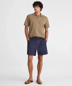 Navy Elastic Waist Casual Shorts Thewoofox Orvellan Cirestane