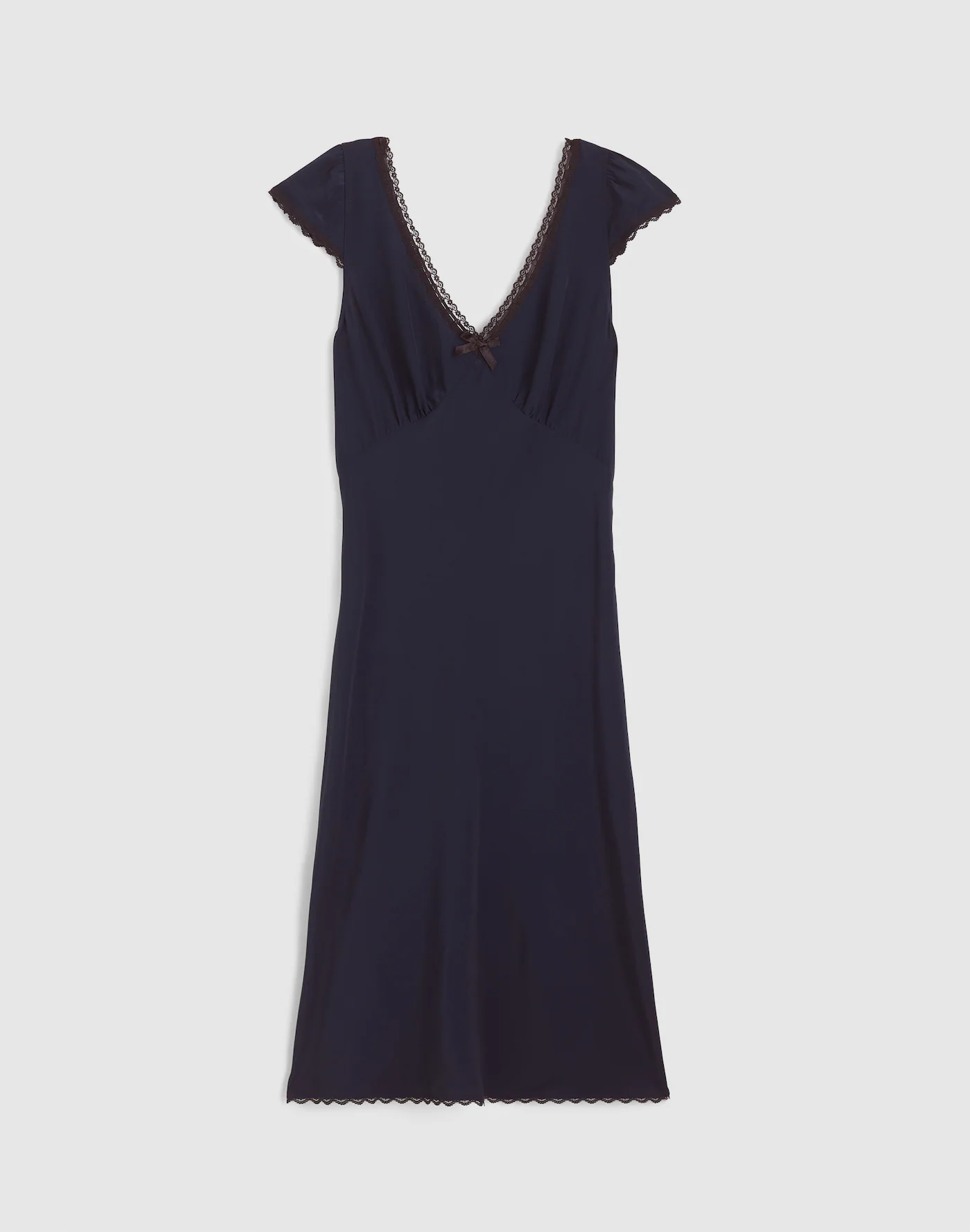 Thewoofox Black Lace Trim V Neck Midi Dress Flutter Sleeve Elvaris Noctelle