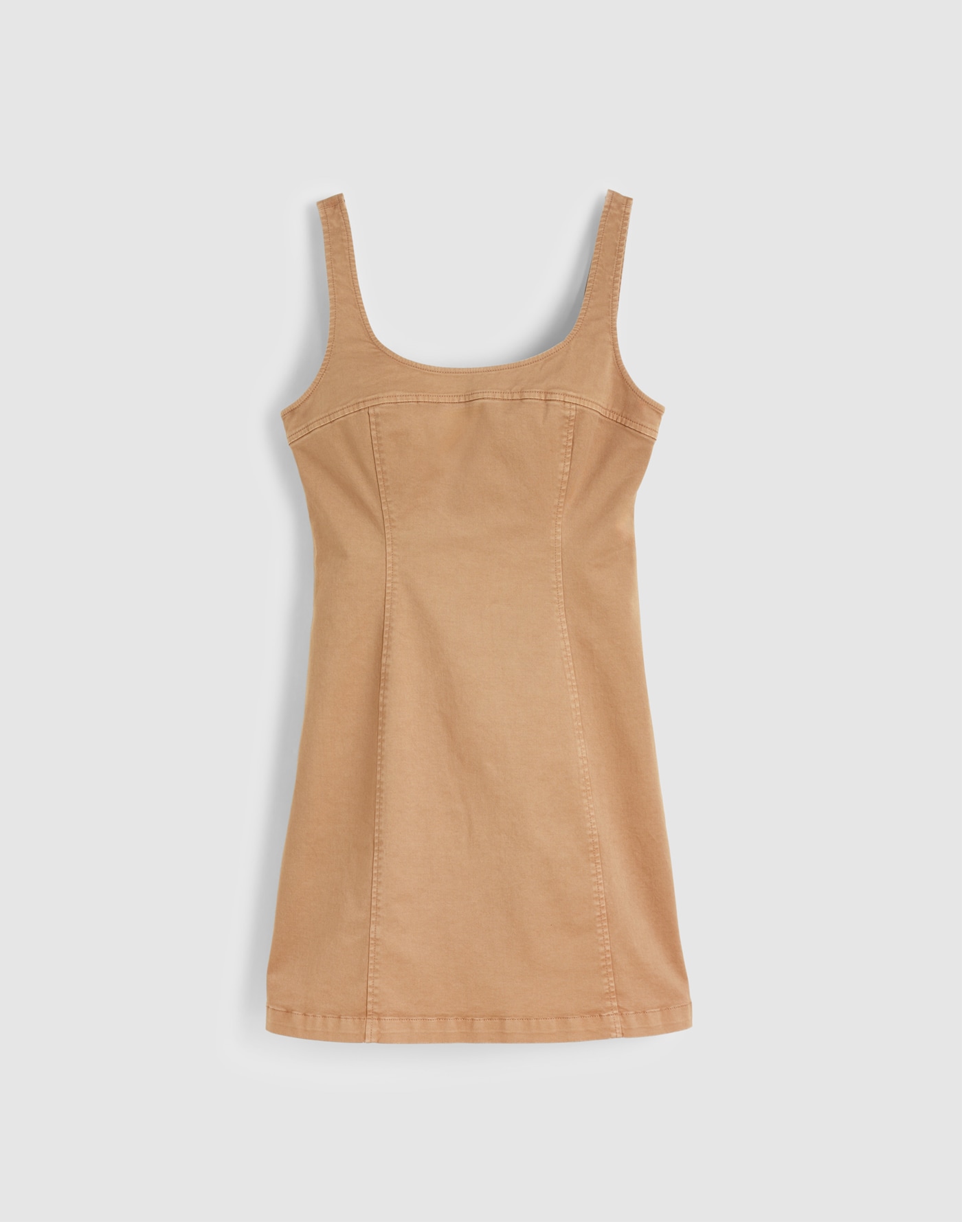 Thewoofox Tan Square Neck Mini Dress Sleeveless Marvella Solenne - Image 2