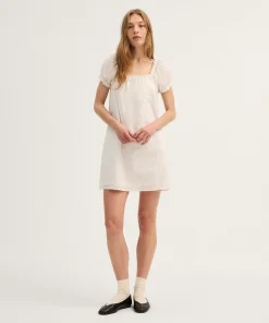 Thewoofox White Eyelet Mini Dress Puff Sleeve Calistra Veyonne